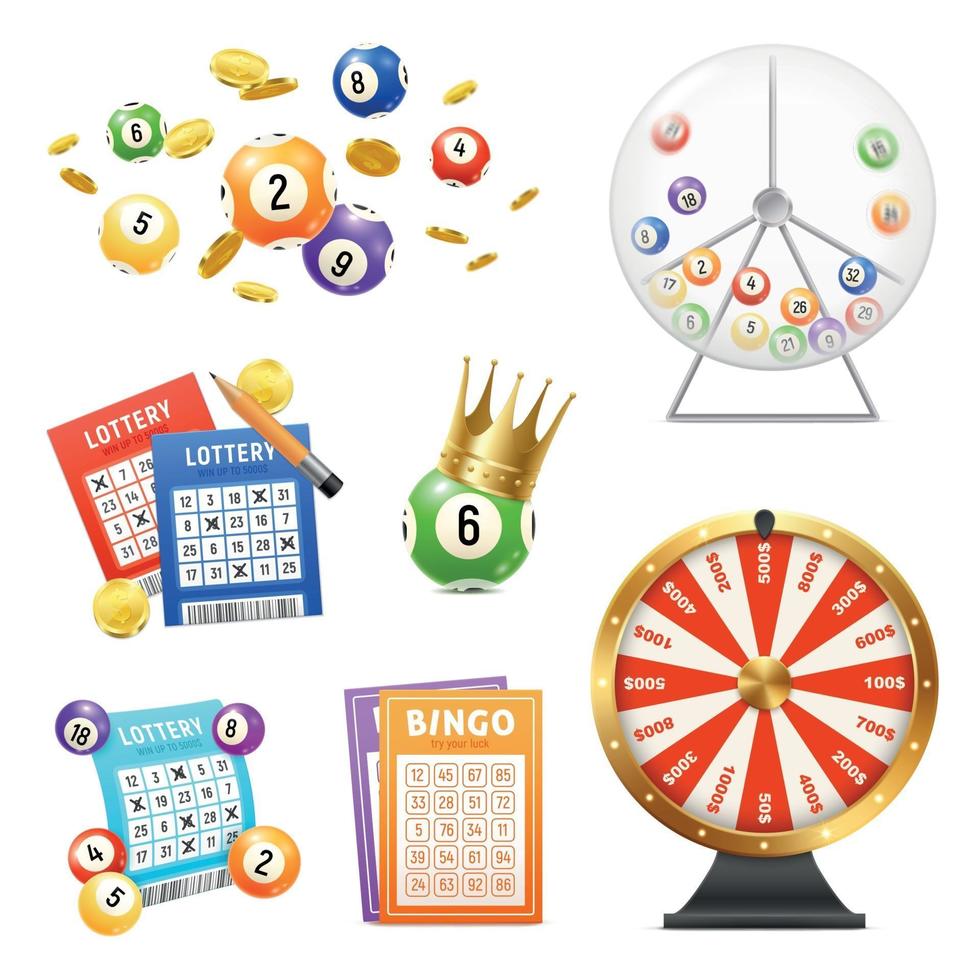 Lottery Realistic Set Vector Illustration