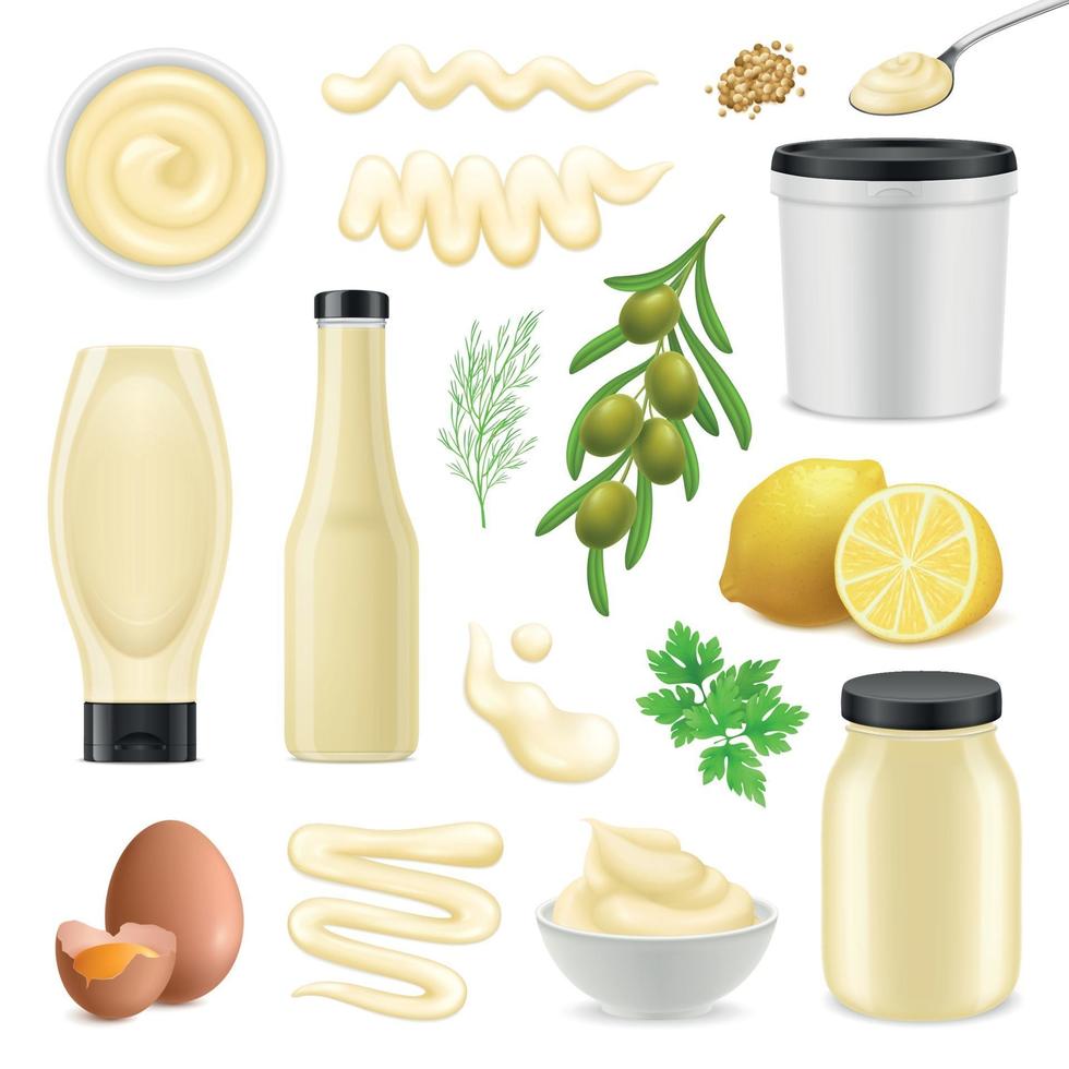 Realistic Mayonnaise Set Vector Illustration 3020339 Vector Art at Vecteezy