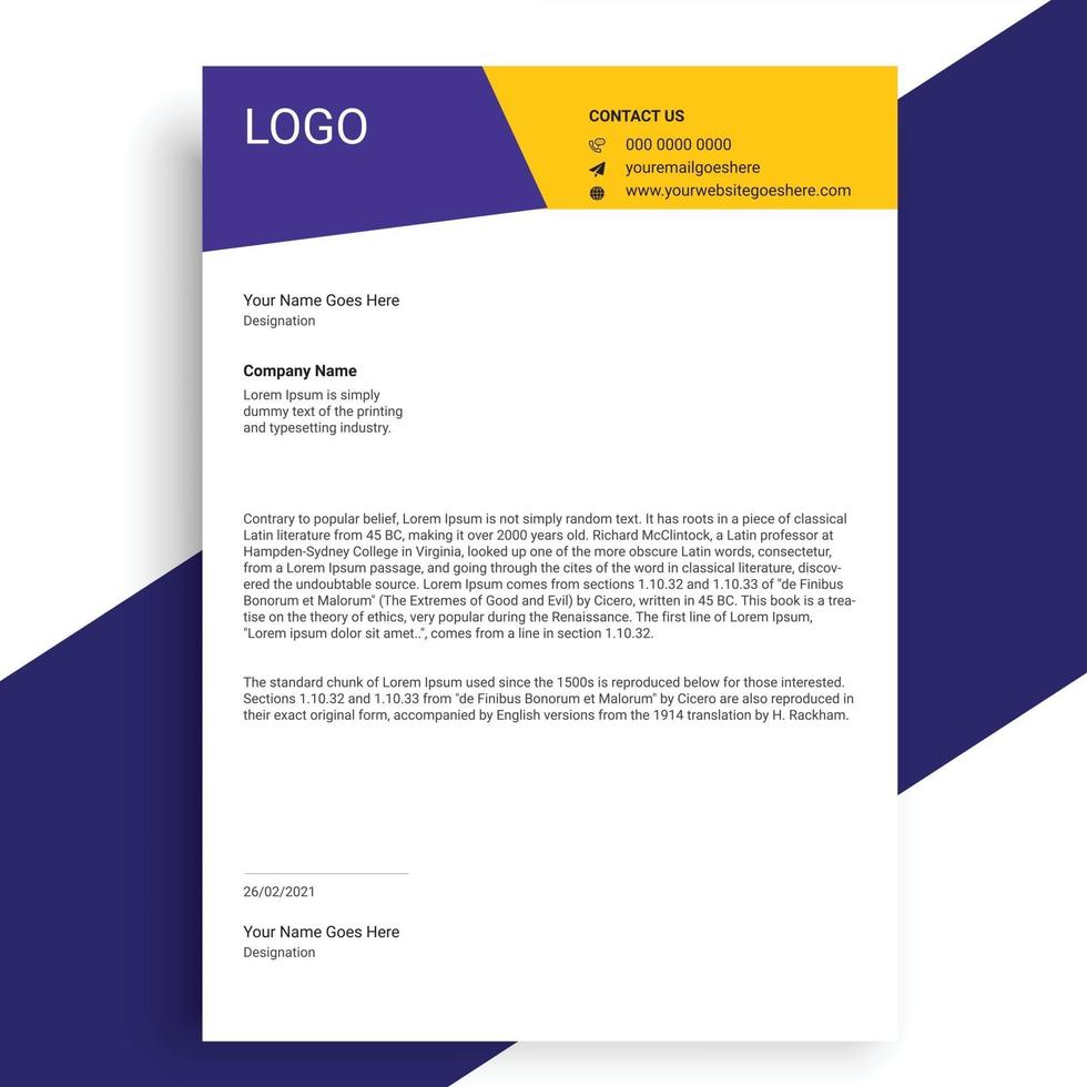 Business style letterhead design, Modern Business Letterhead Design vector