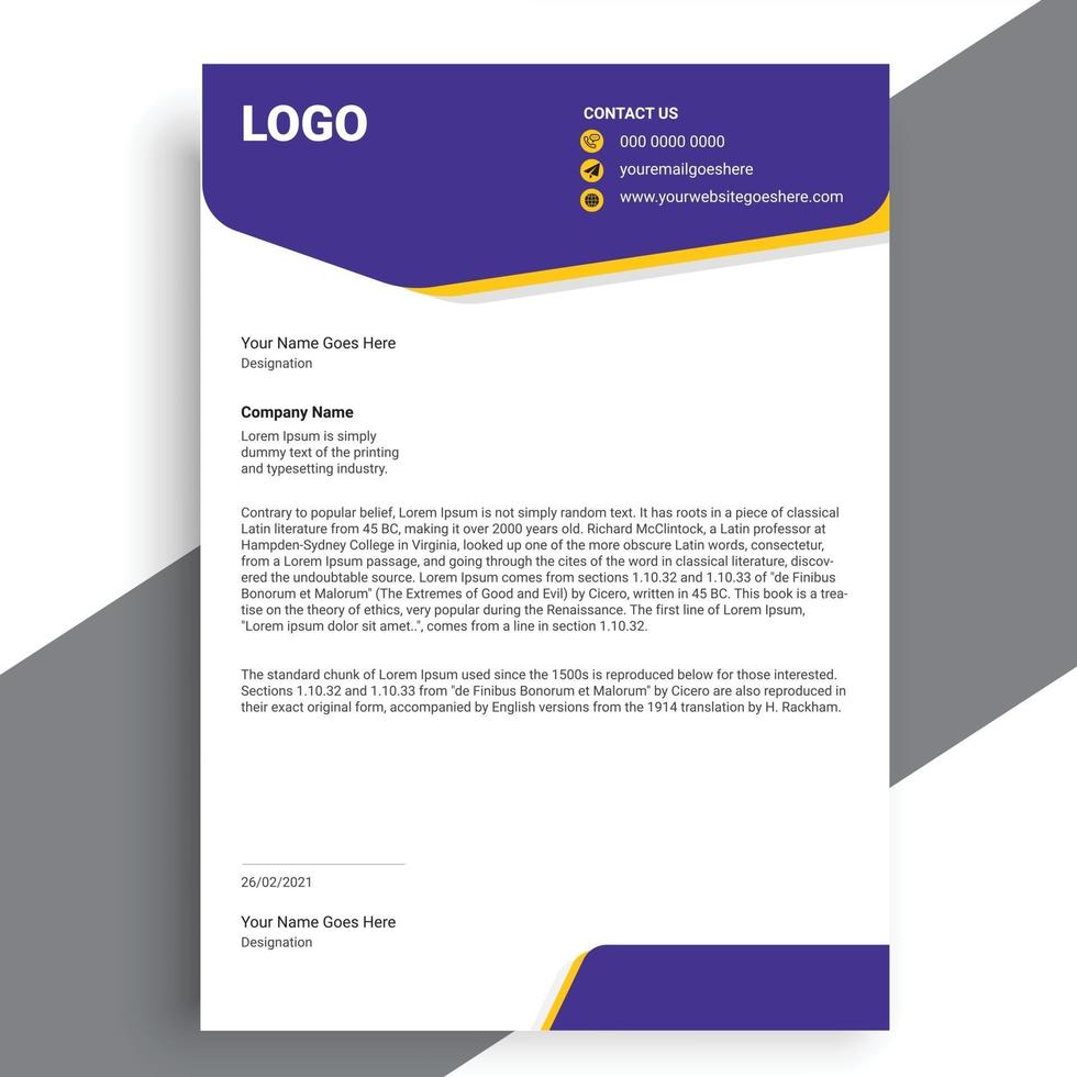 Business style letterhead design, Modern Business Letterhead Design vector