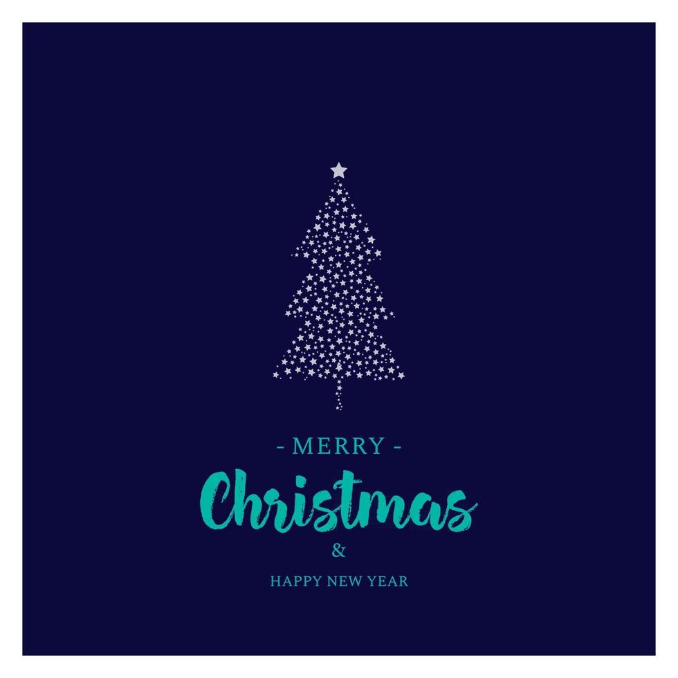 Christmas Greeting Card with Tree and Stars vector