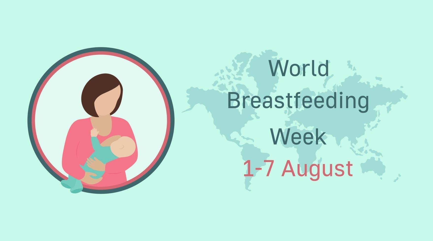 Breastfeeding Week in August poster. World map and text vector