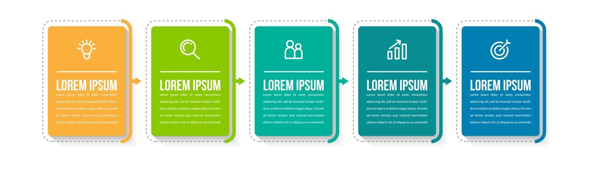 plantilla de infografía de cinco opciones vector