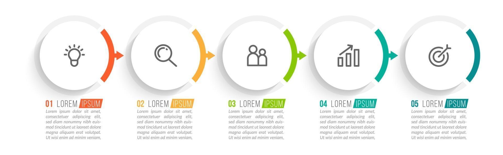 Five Options or Steps Infographic Template vector