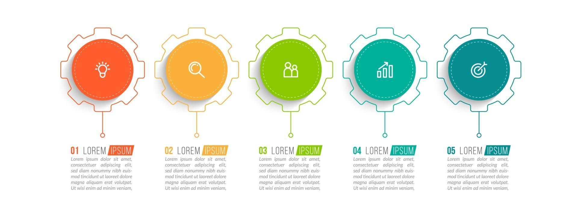 Diseño de concepto de negocio infográfico con iconos y 5 opciones o pasos. vector