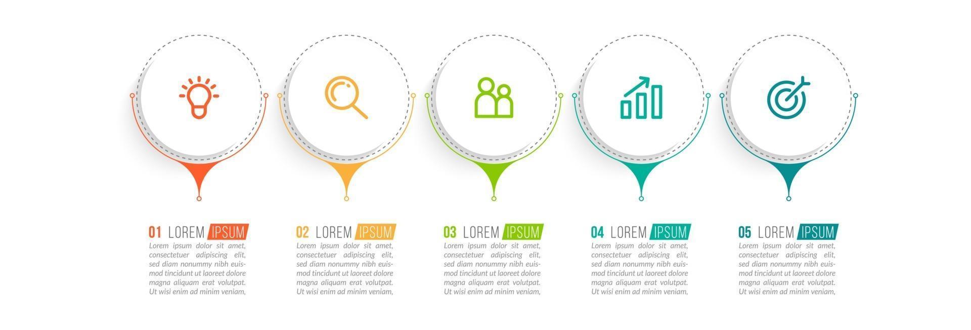 plantilla de infografía de cinco opciones vector