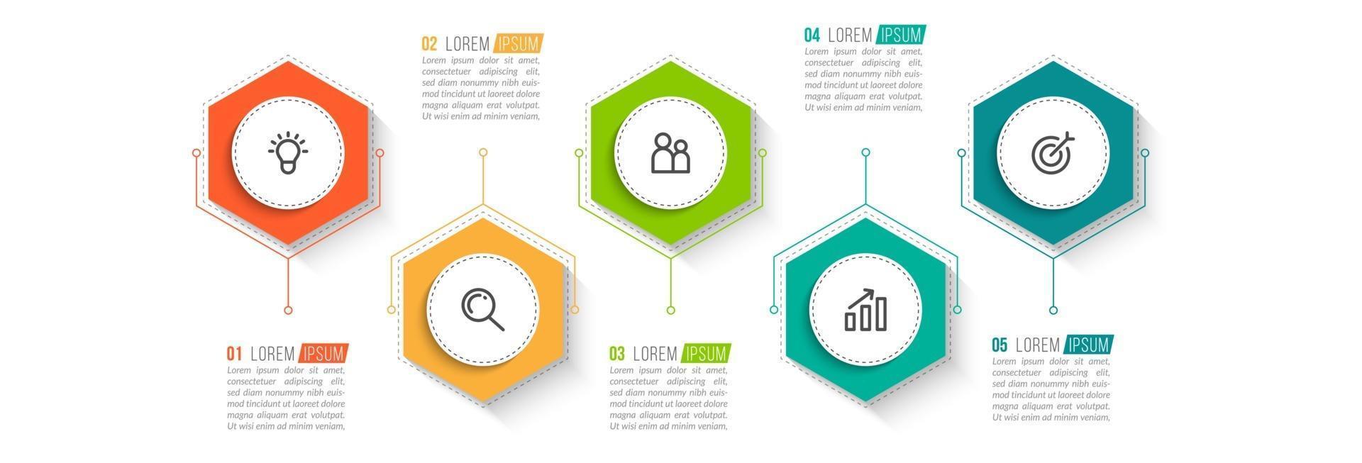 plantilla de infografía de cinco opciones vector