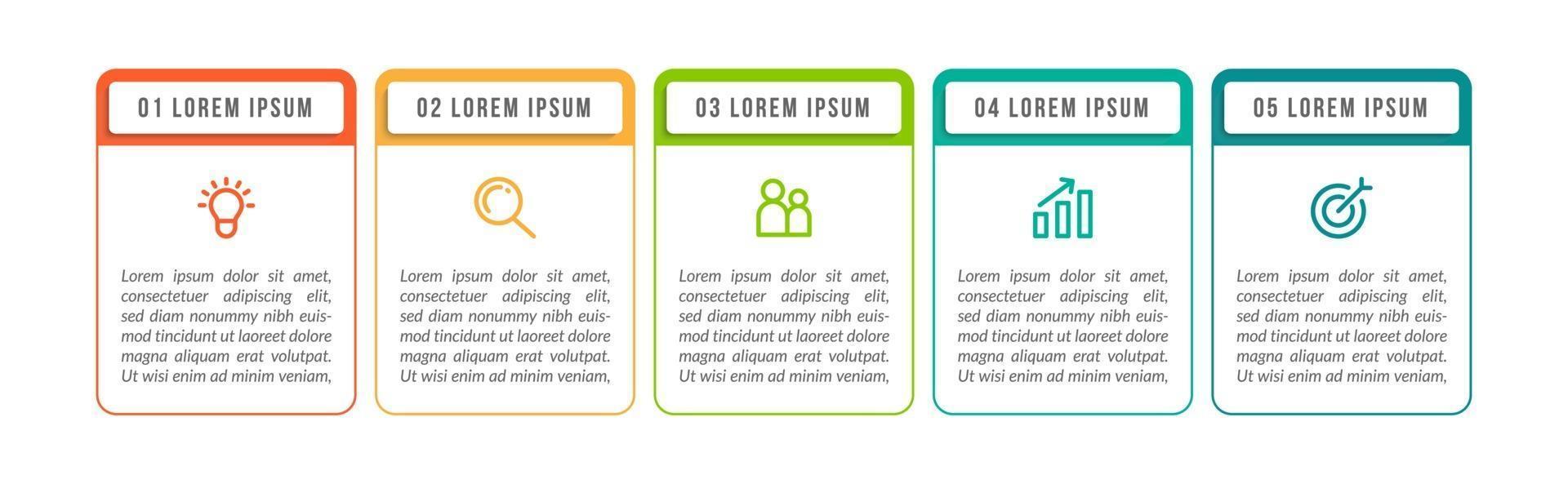 Diseño de concepto de negocio infográfico con iconos y 5 opciones o pasos. vector