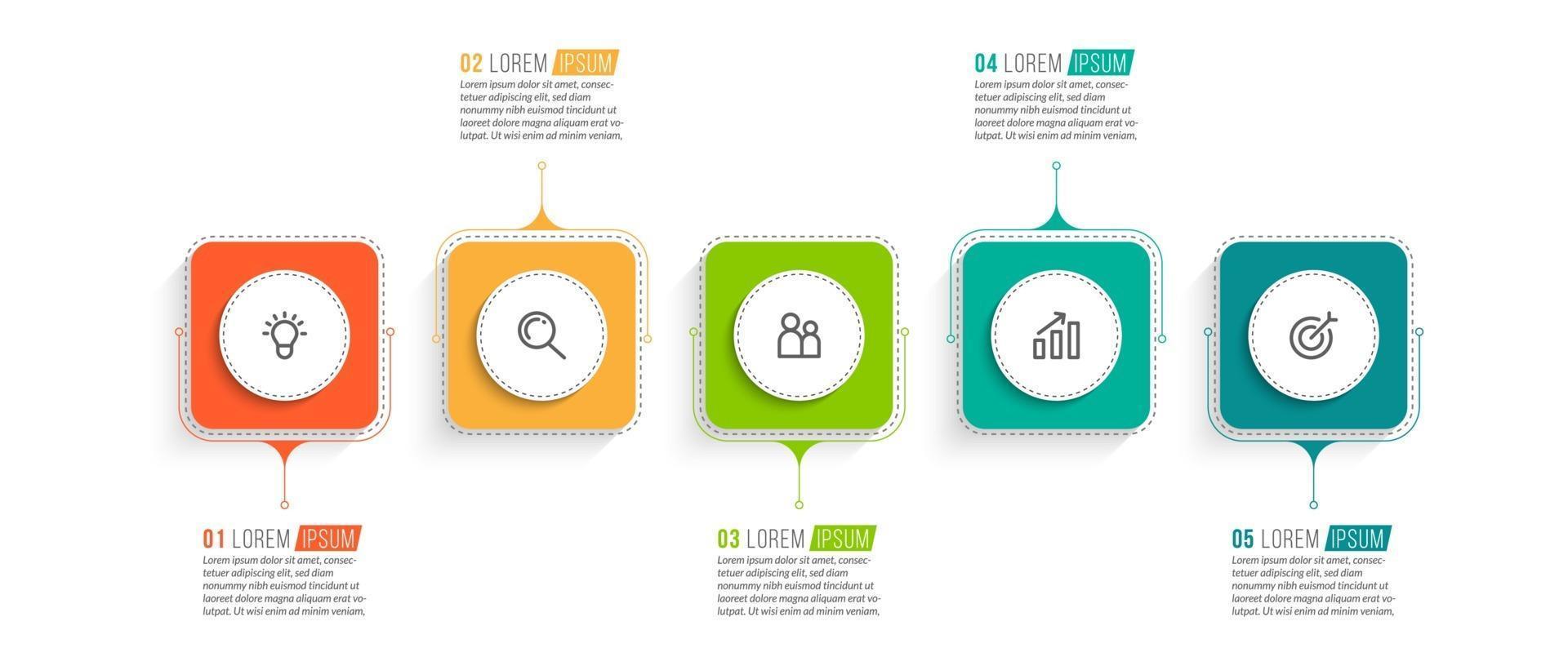 Five Options or Steps Infographic Template vector