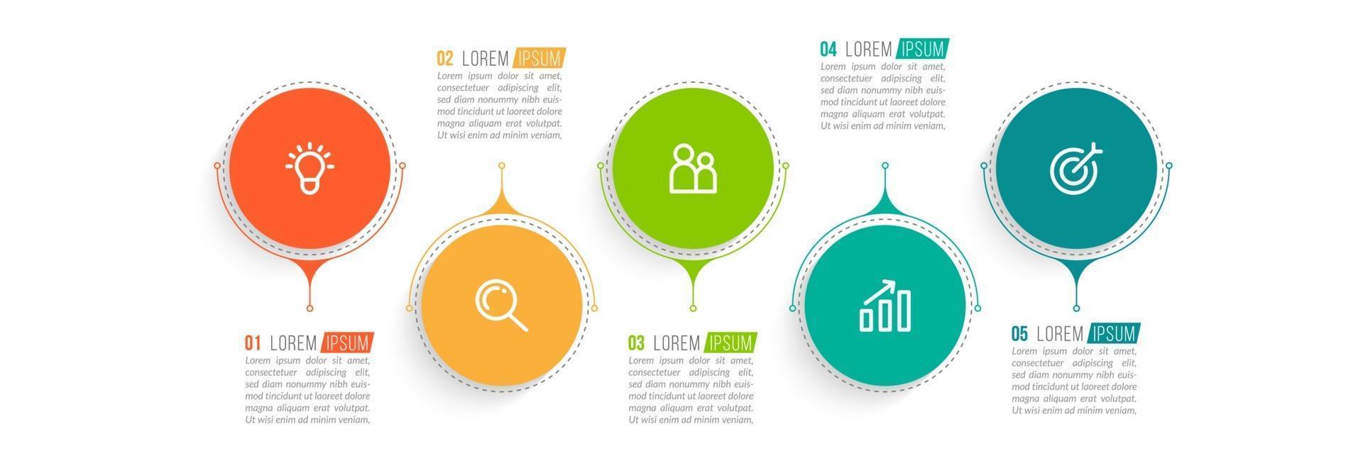 plantilla de infografía de cinco opciones vector