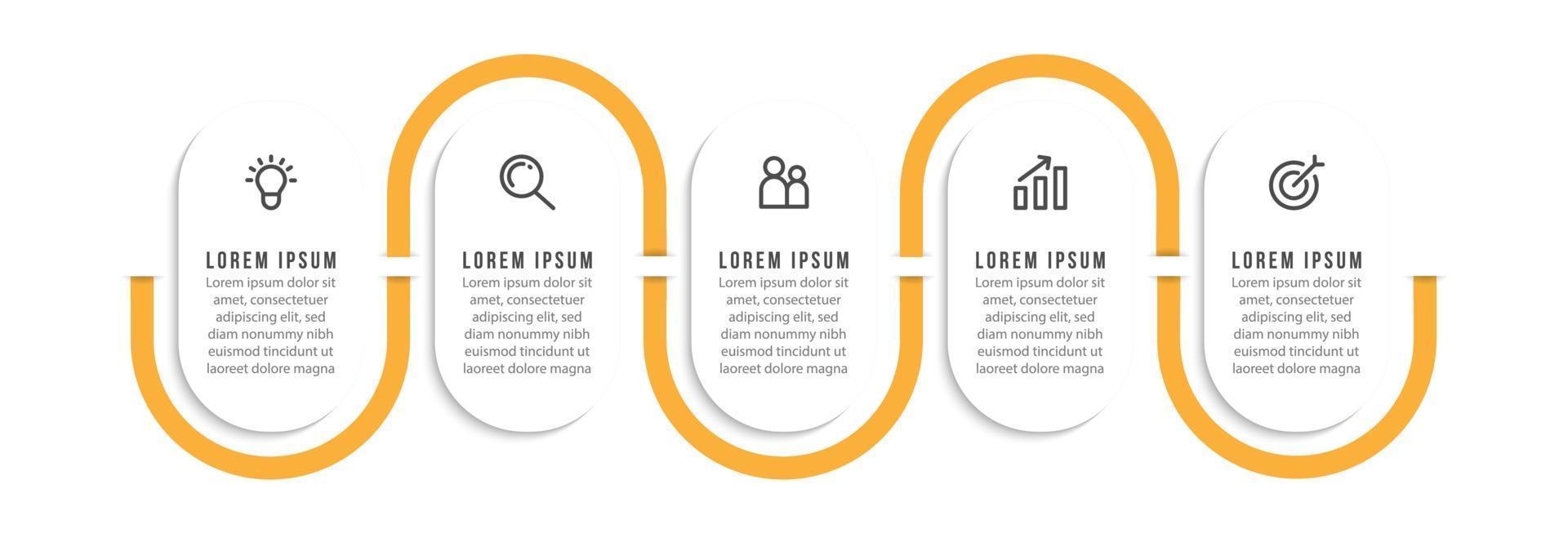 Abstract Elements of Graph, Diagram with 5 Processes vector