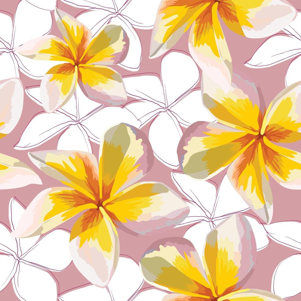 patrón transparente rosa frangipani flores resumen de antecedentes. vector