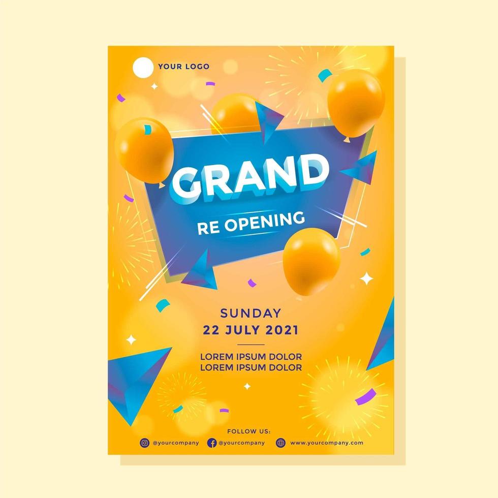Modern reopening poster concept vector
