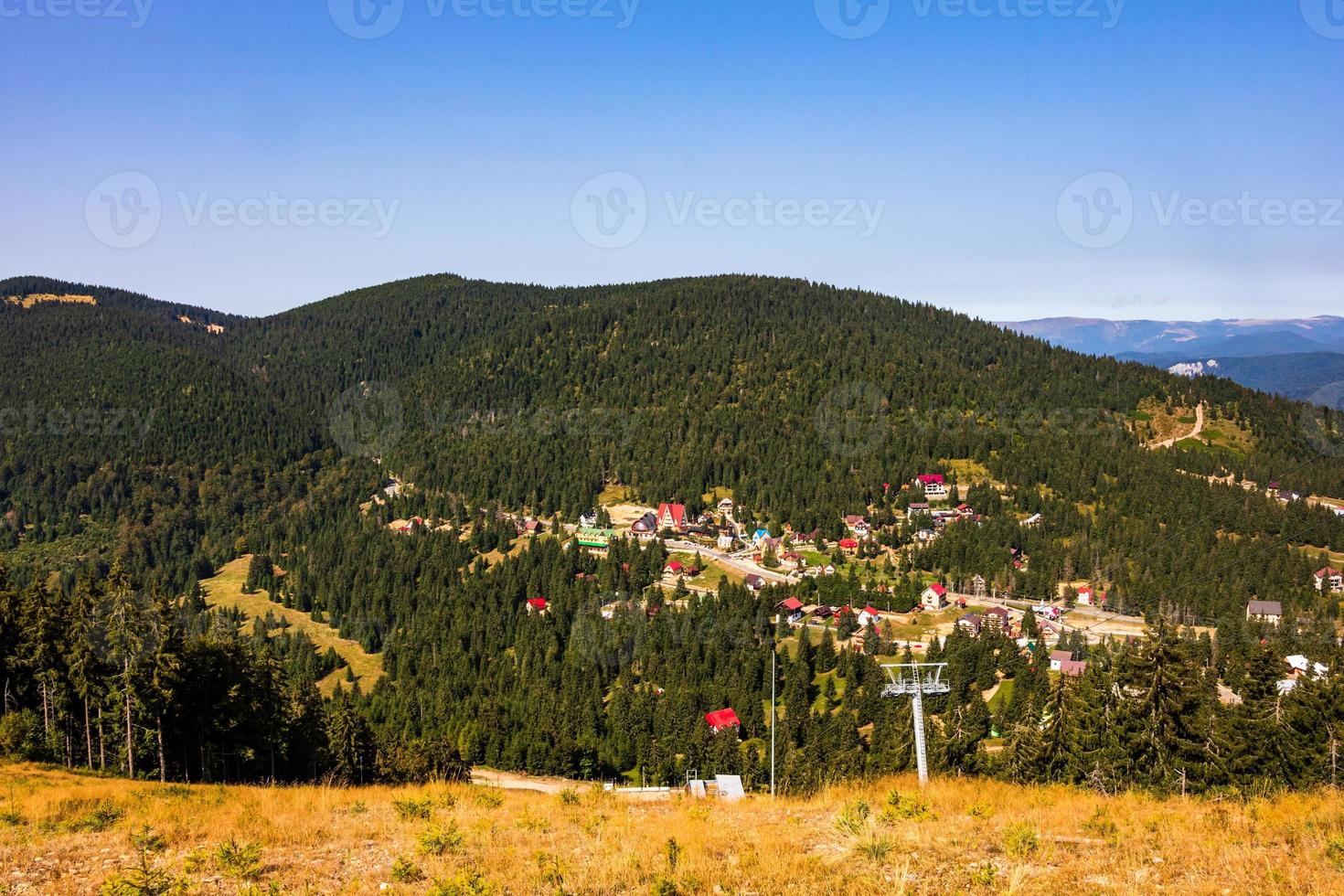 View from above of a mountain resort Vartop in Bihor, Romania, 2021 photo