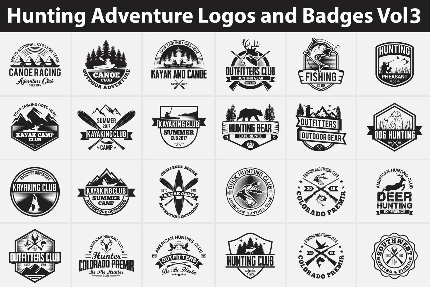 conjunto de plantillas de diseño vectorial de logotipos de insignias de aventura vector