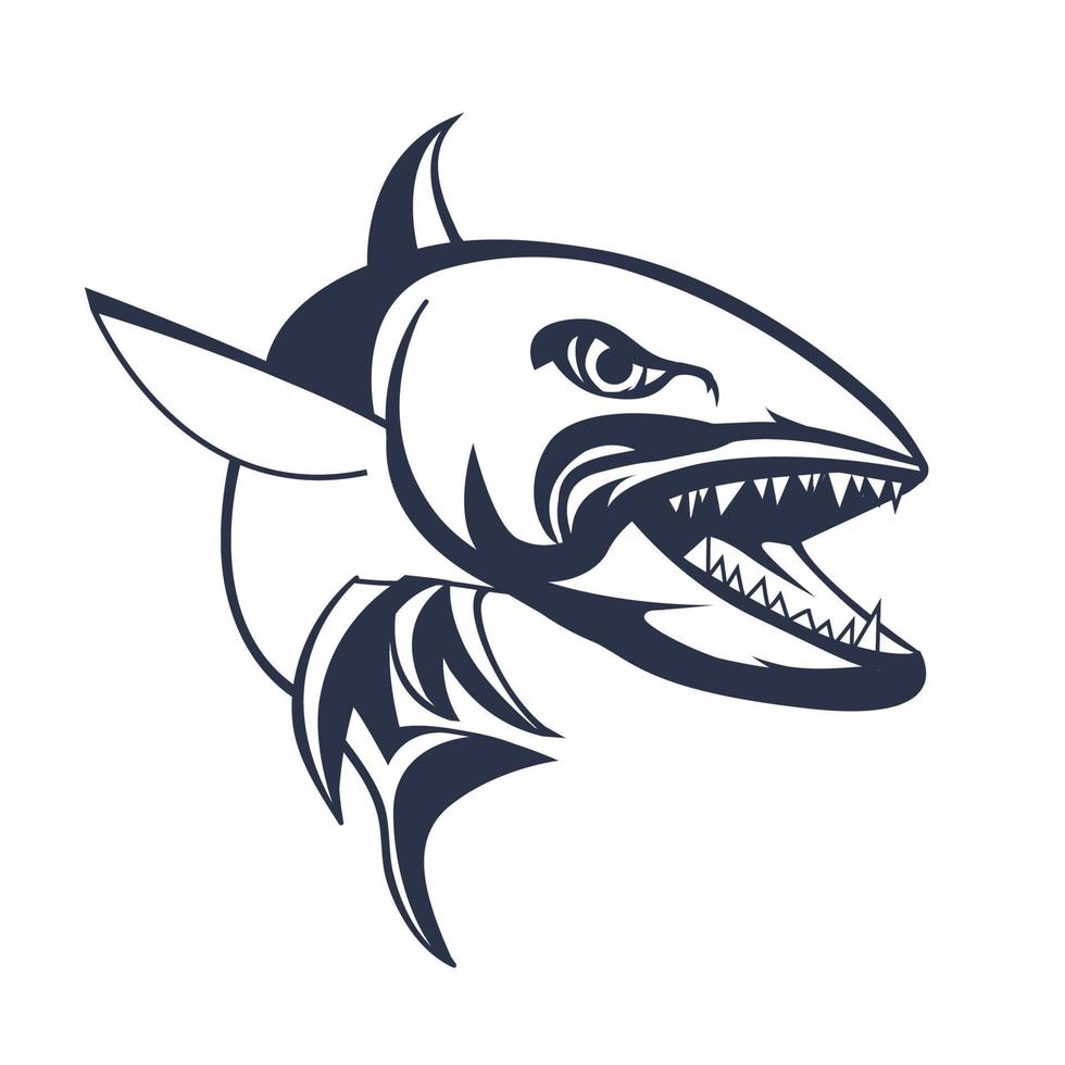 barracuda, mascota, logotipo, entintado, ilustración, ilustraciones vector