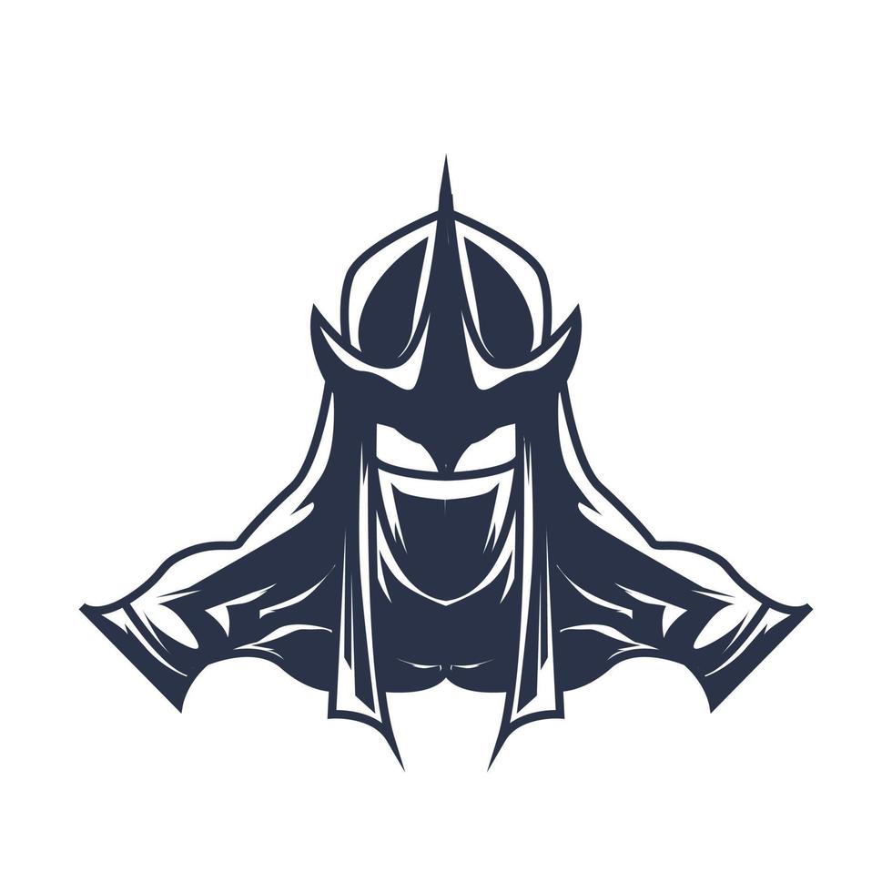 ninja samurai mascota logo entintado ilustración ilustraciones vector