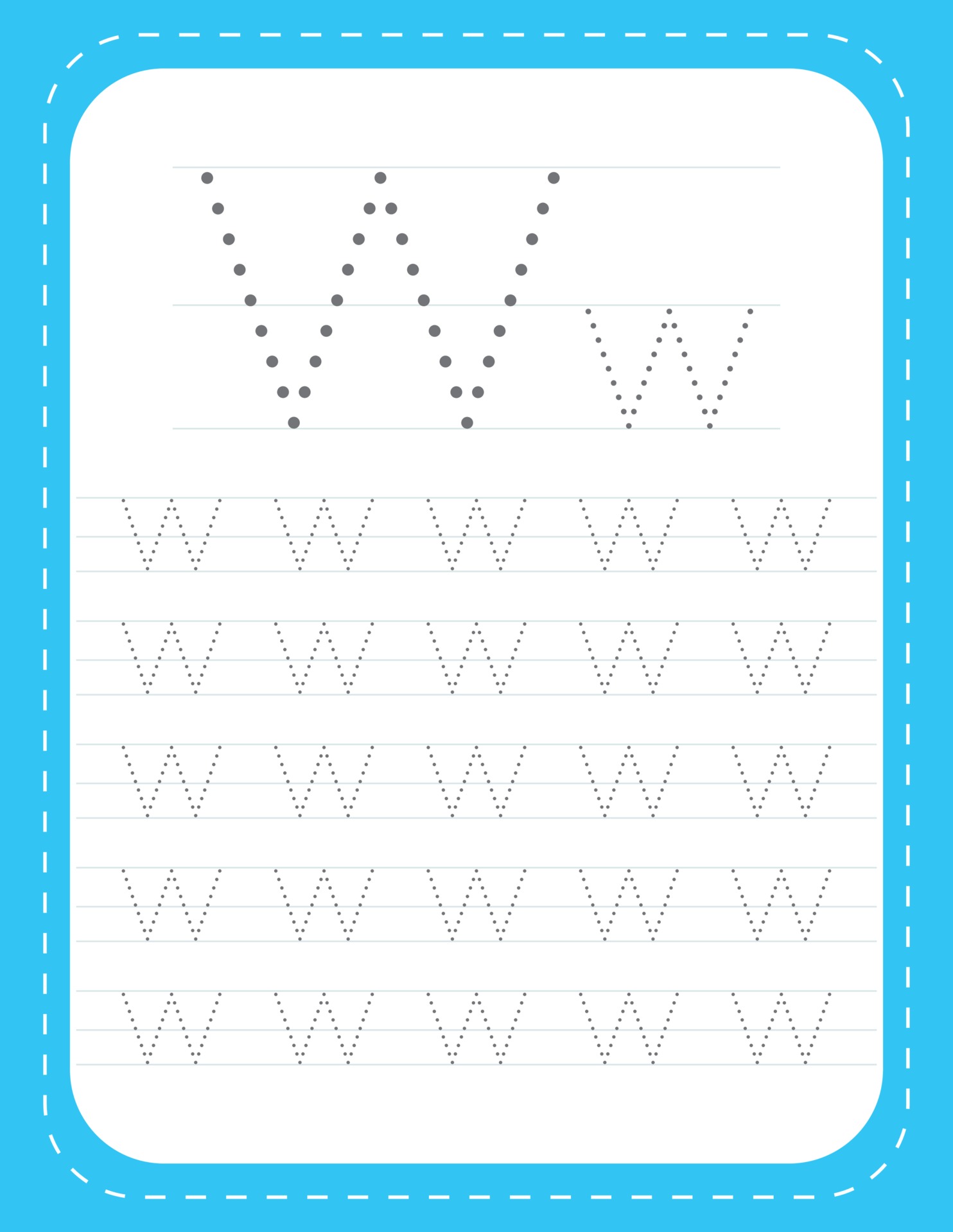 letter w tracing alphabet worksheets free vector 3020961 vector art at vecteezy