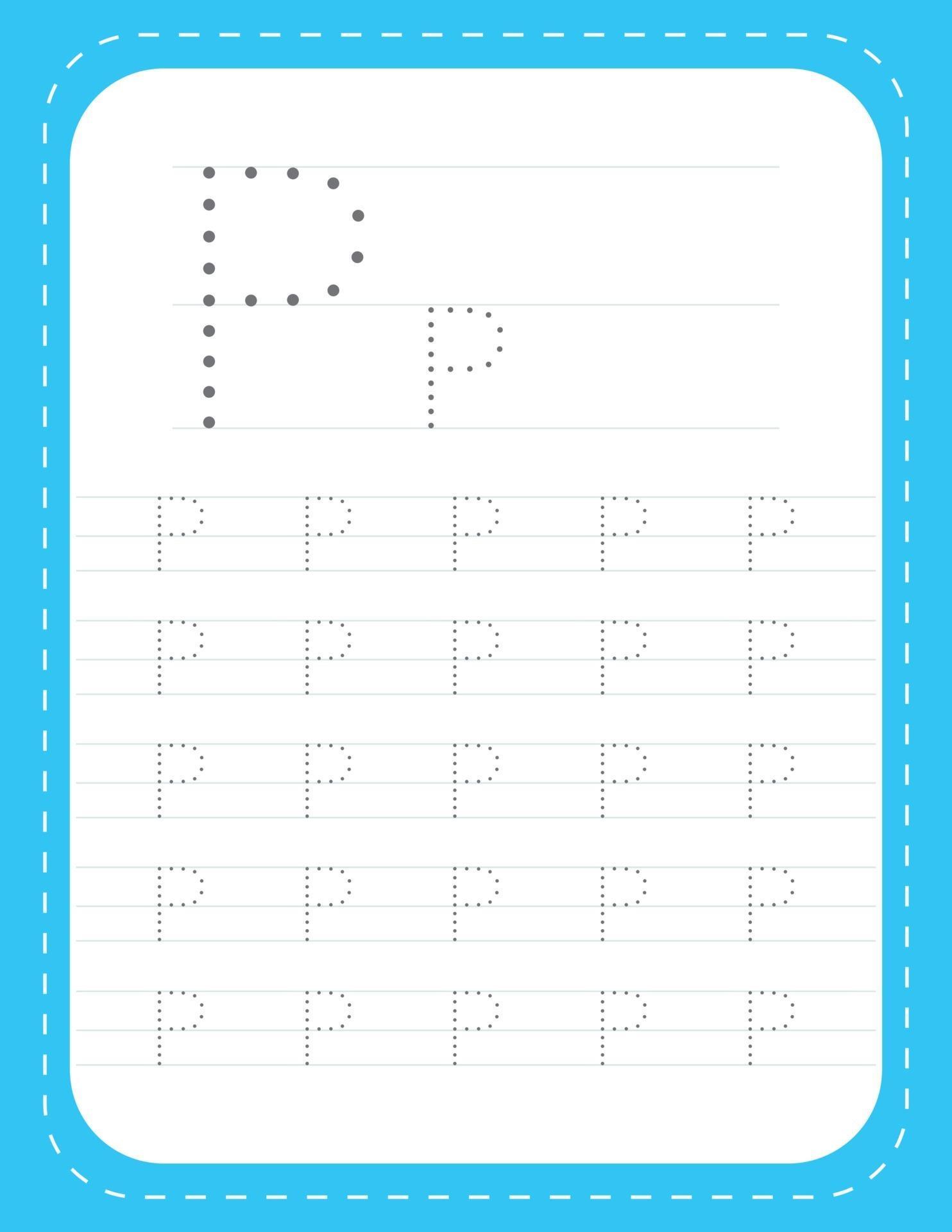 Letter P tracing alphabet worksheets Free Vector 3020966 Vector Art at