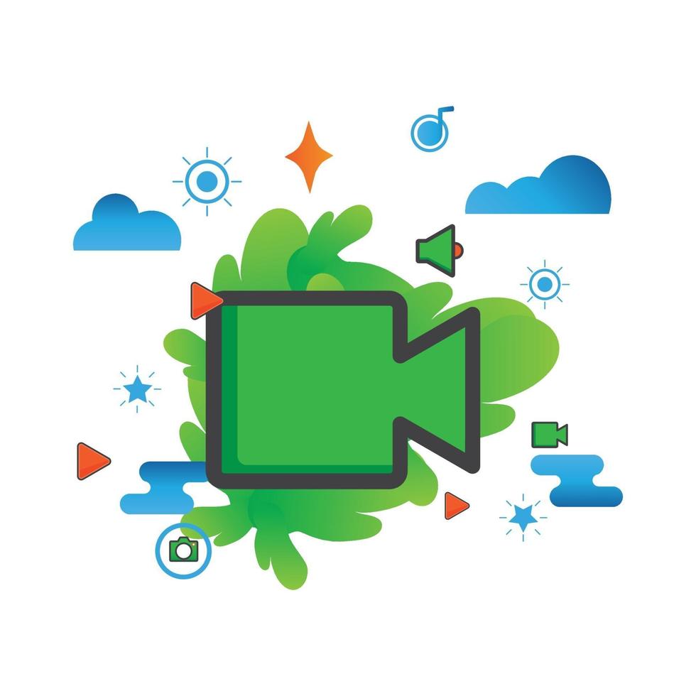 camera illustration. Flat vector icon.