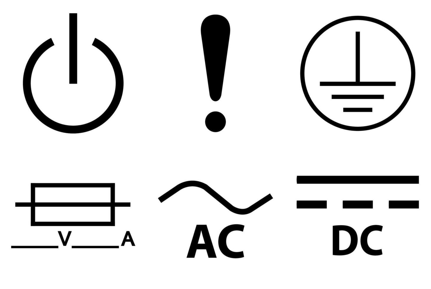 Protective Earth Ground,DC,AC circuit power Symbol Sign vector