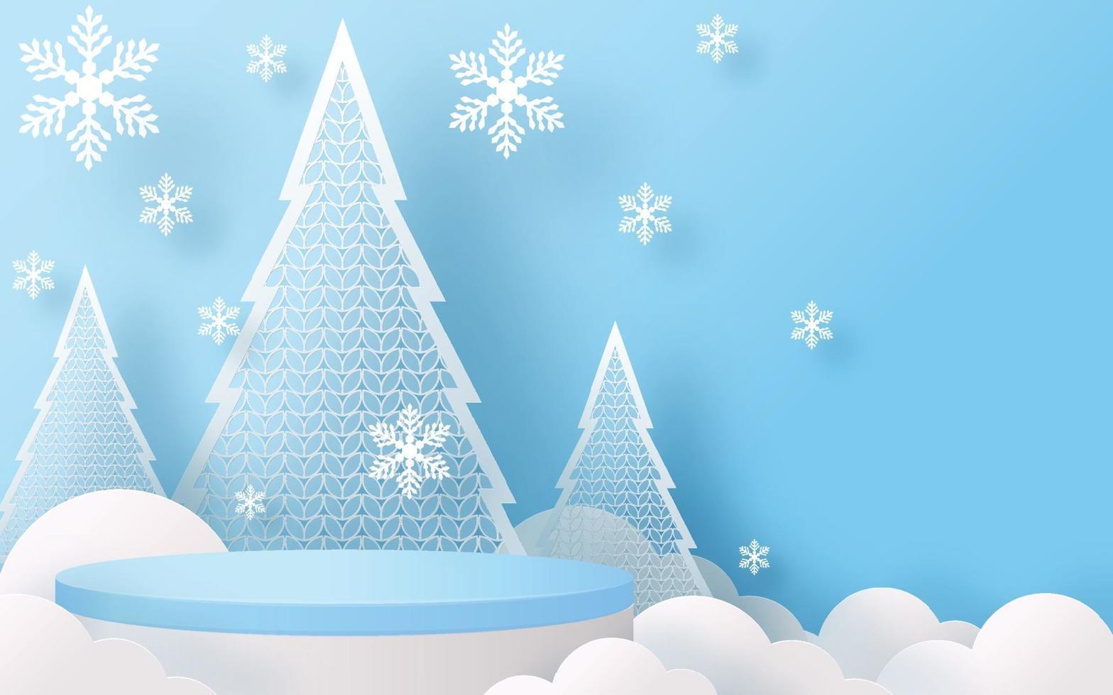 Christmas and New Year podium background. vector