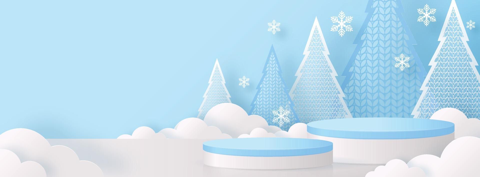 Christmas and New Year podium background. vector