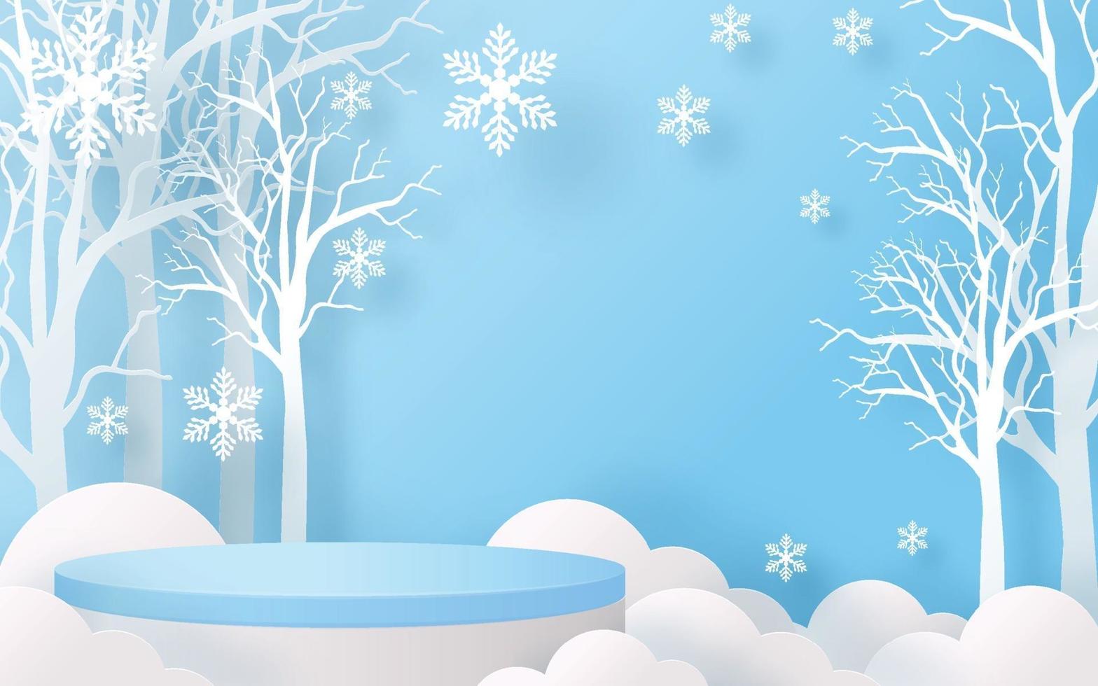 Christmas and New Year podium background. vector