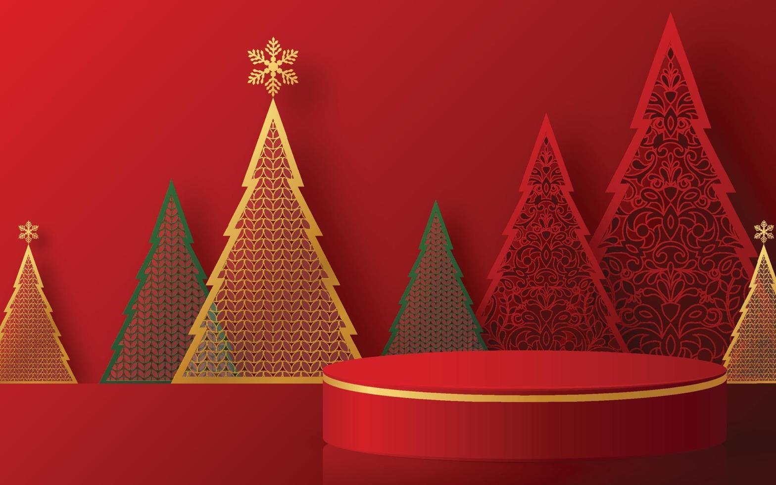 Christmas and New Year podium background. vector