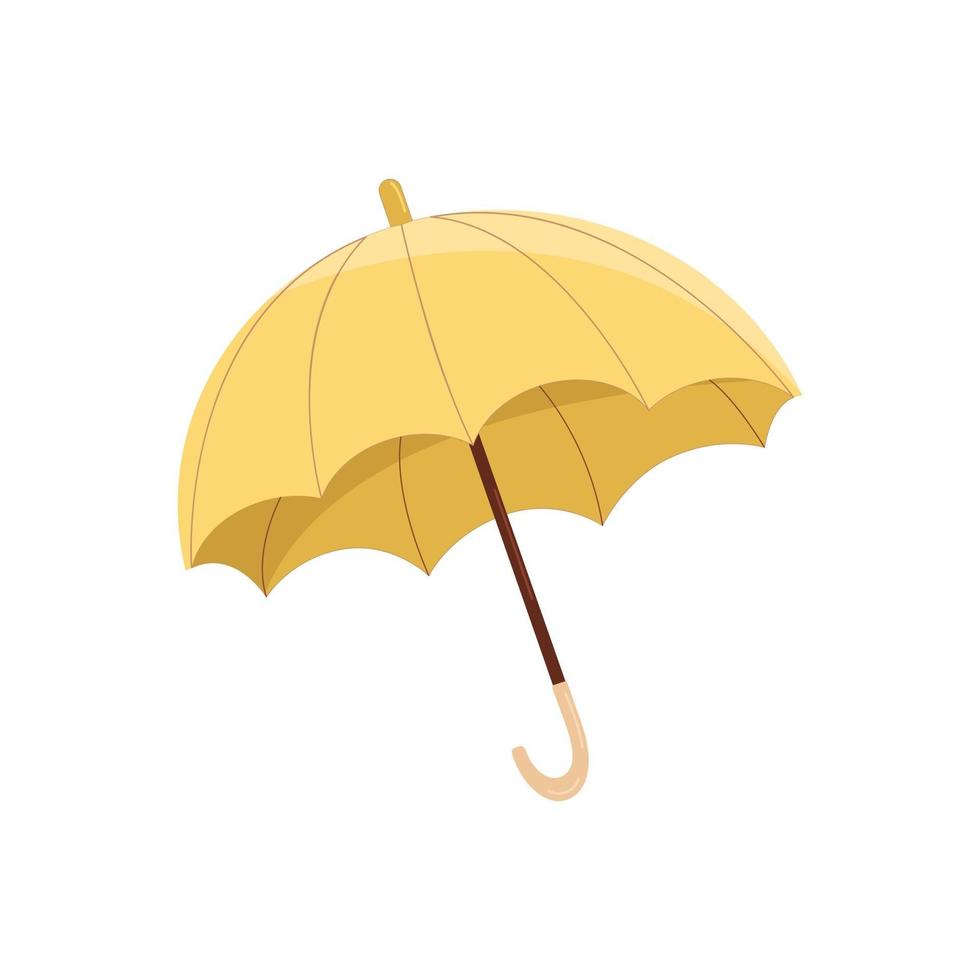 ilustración plana paraguas amarillo abierto vector