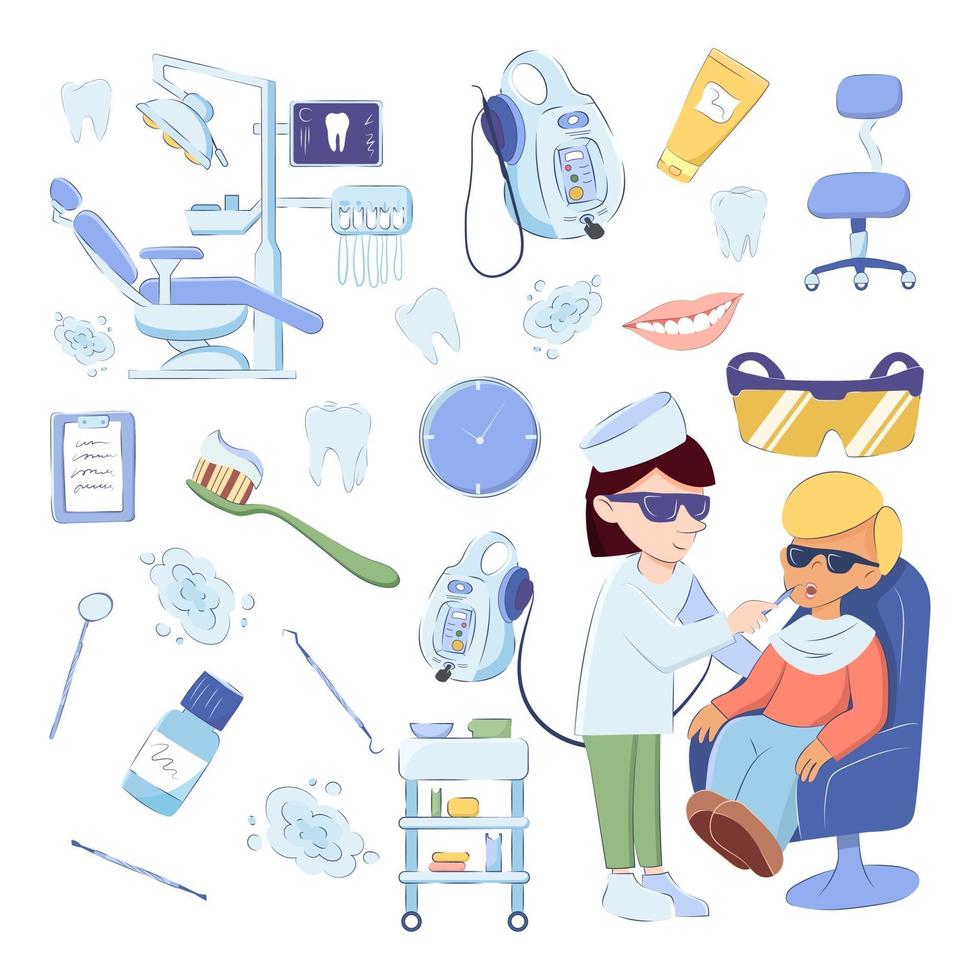 Dental medical set of design elements vector