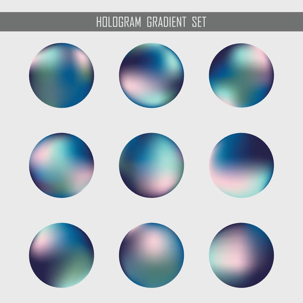 Abstract gradient hologram orb set design element. vector