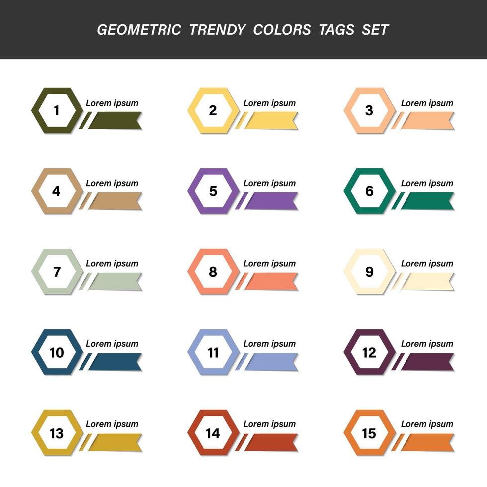 Abstract geometric business tag of color element set design. vector