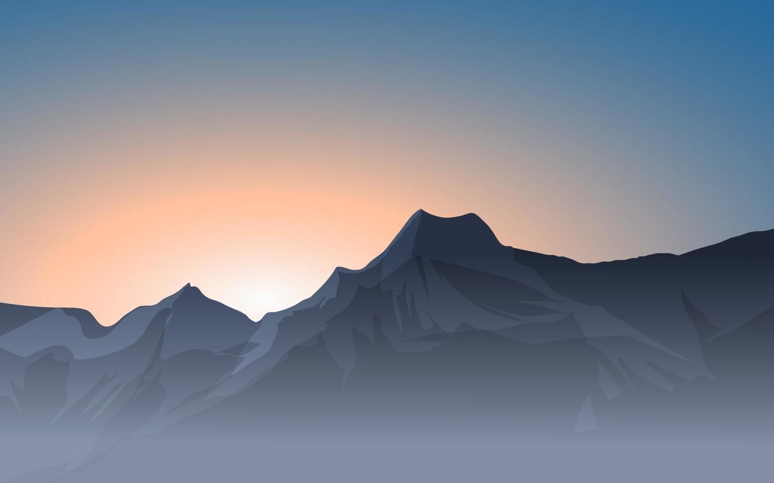 fondo de amanecer con montaña vector