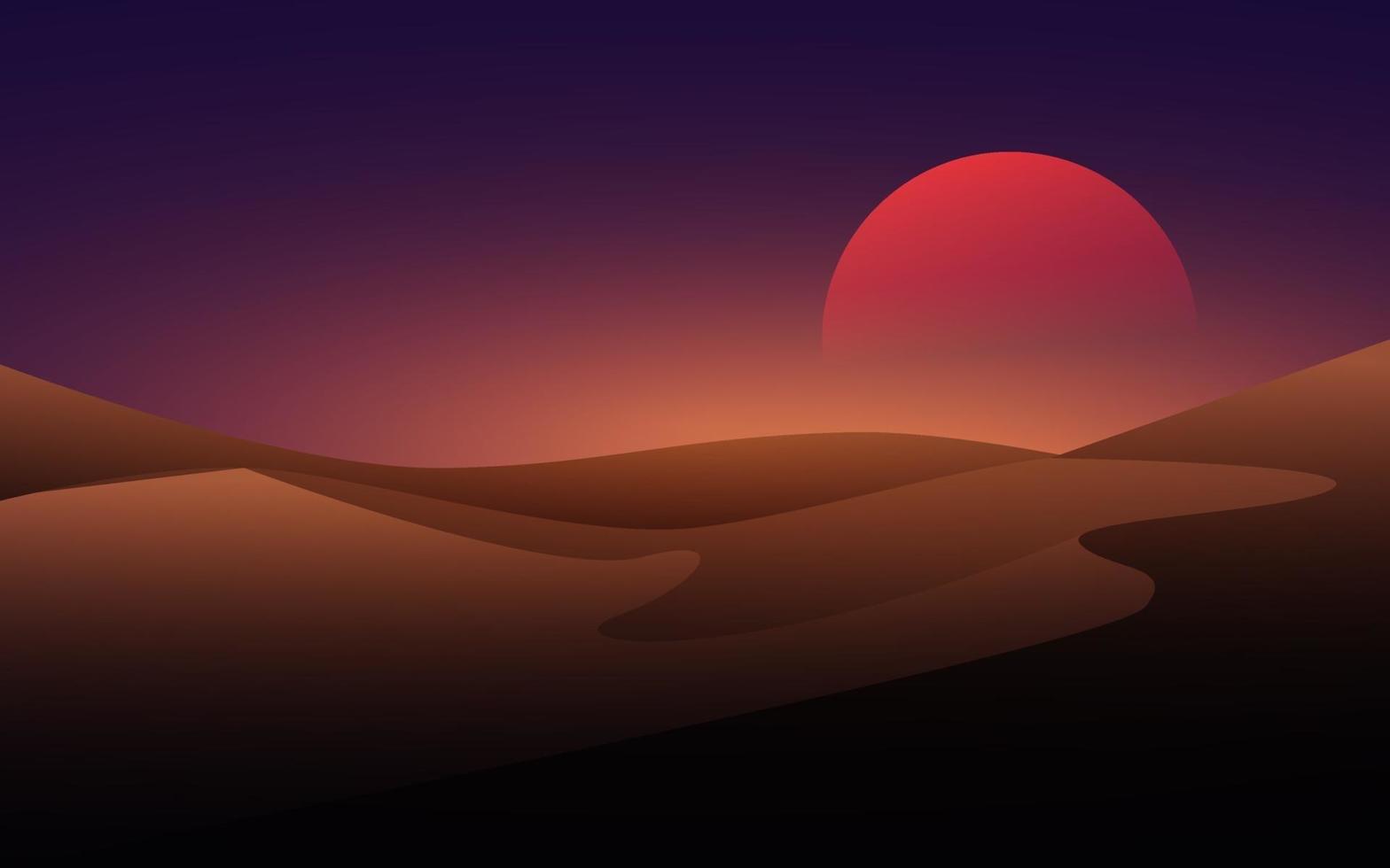 Desert Background With Full Moon vector