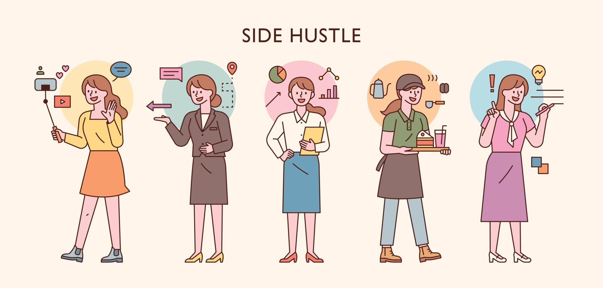 people who do side hustles. vector