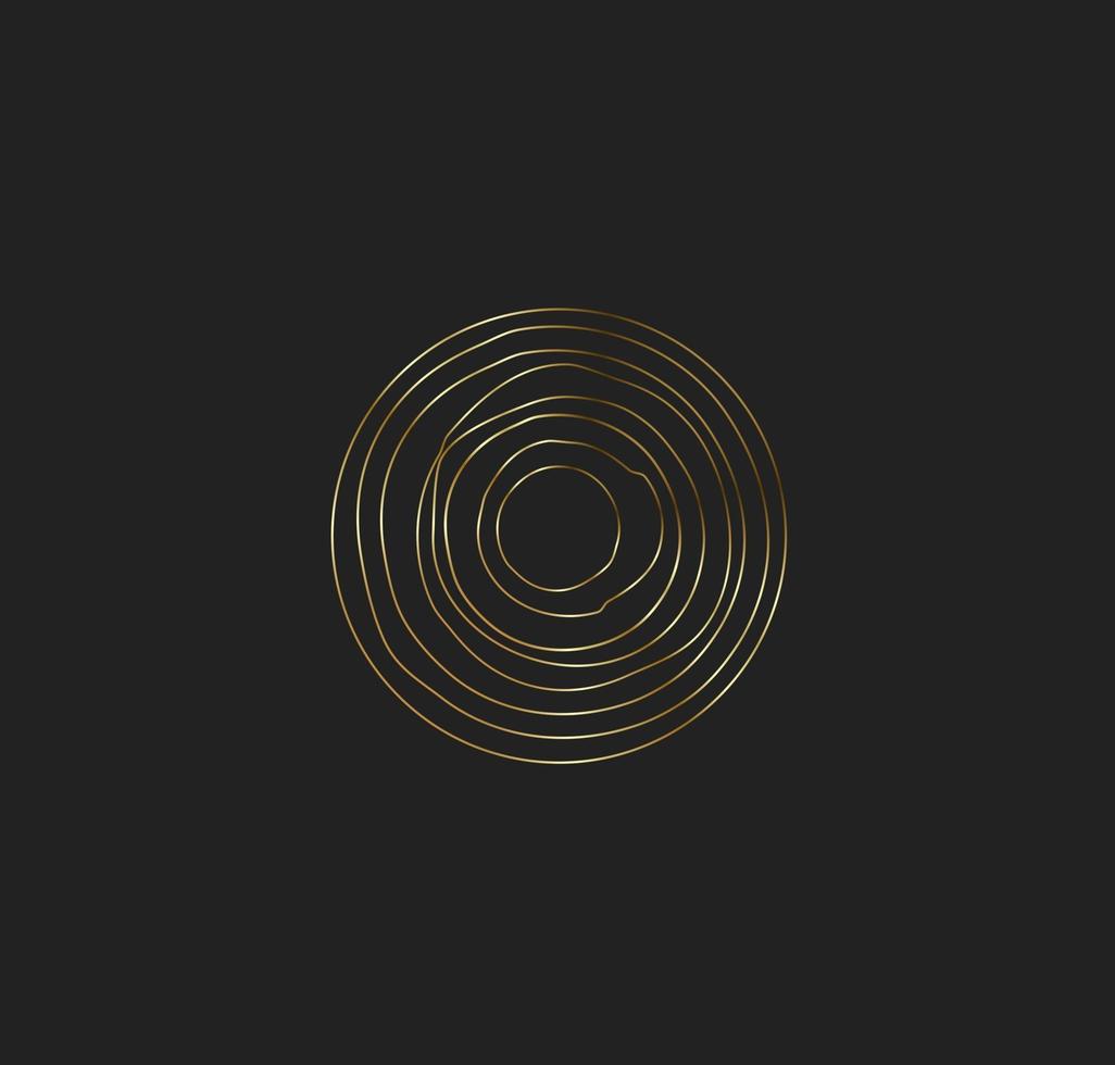 Hand drawn golden lines circle vector