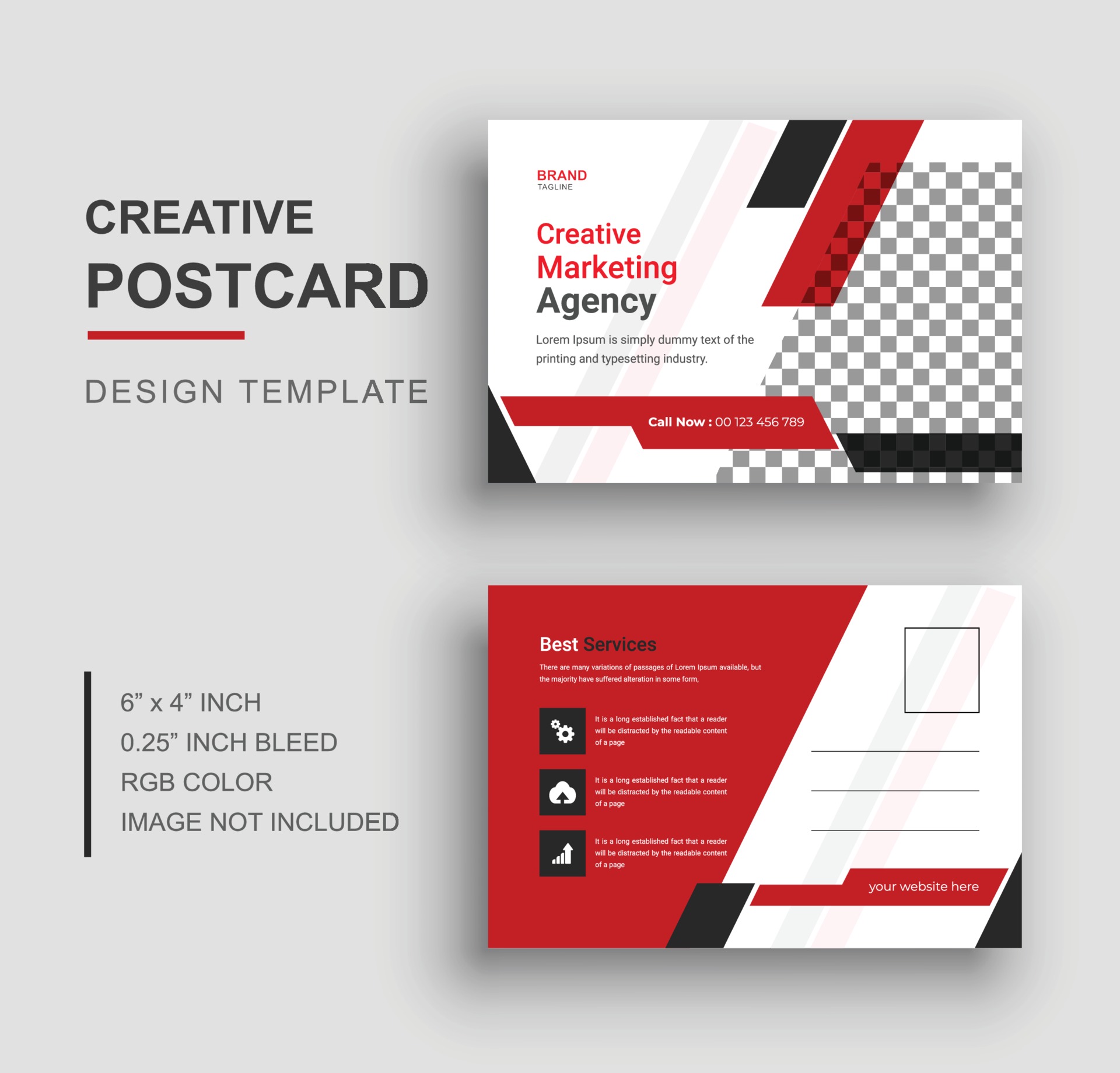 Postcard template, Business or corporate postcard design 21 Intended For 4 To A Page Postcard Template
