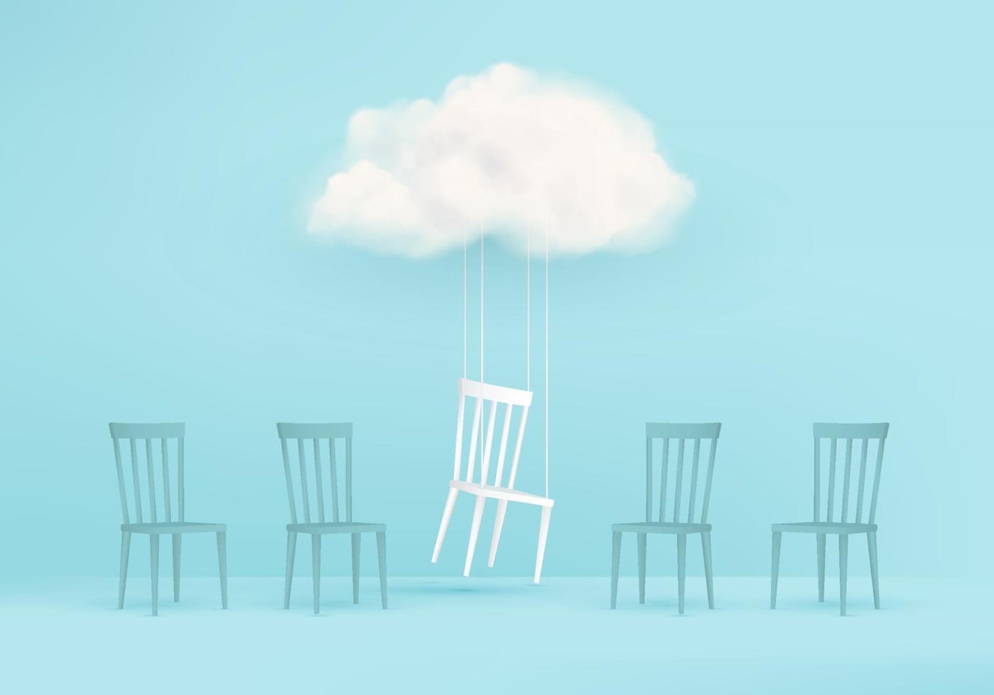 Business idea concept of 3D render in one direction clouds background vector