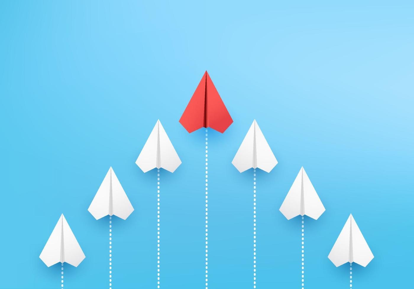 Business concept minimal as group of paper plane in one direction. vector