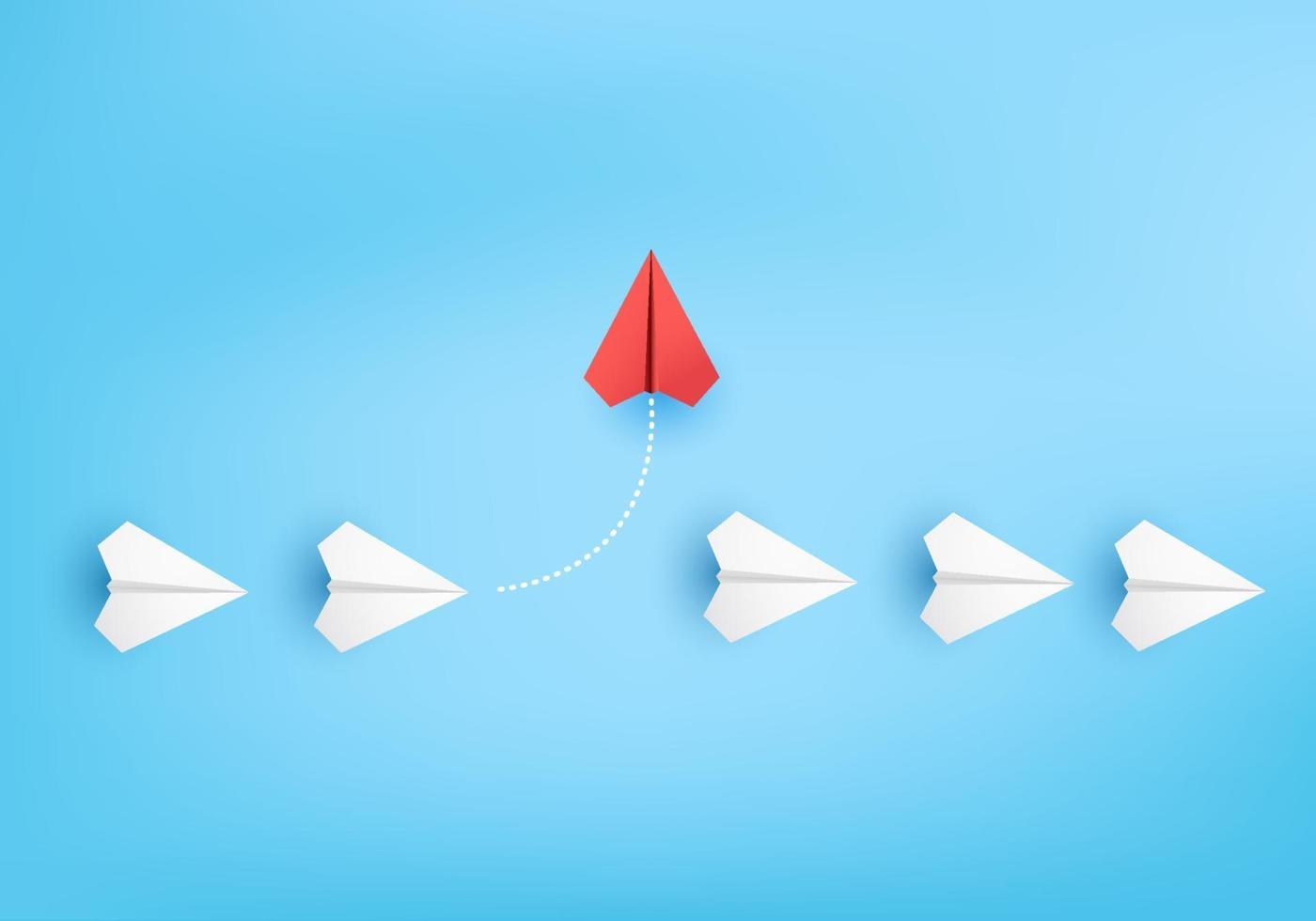 Business concept minimal as group of paper plane in one direction. vector