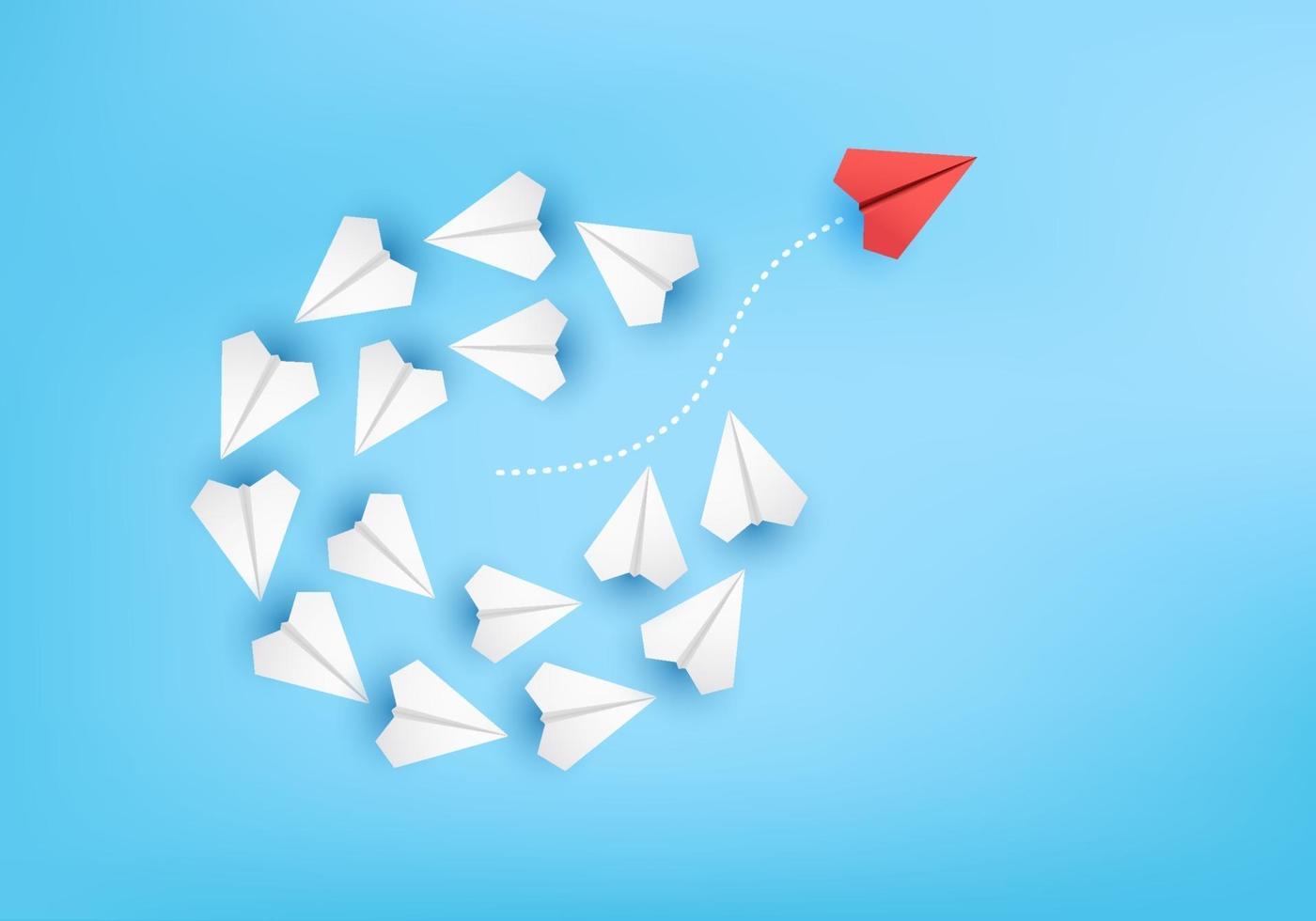 Business concept minimal as group of paper plane in one direction. vector