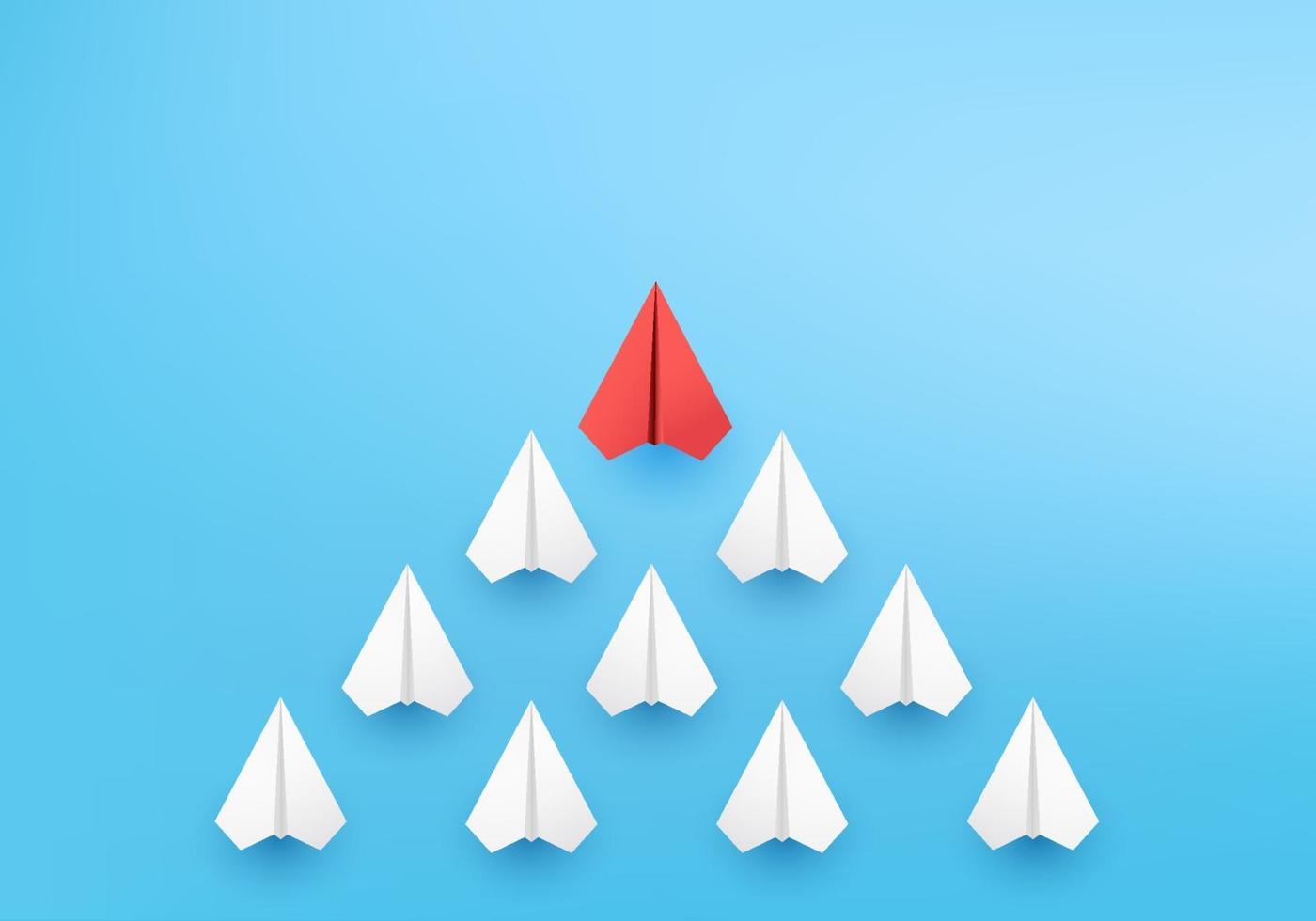 Business concept minimal as group of paper plane in one direction. vector