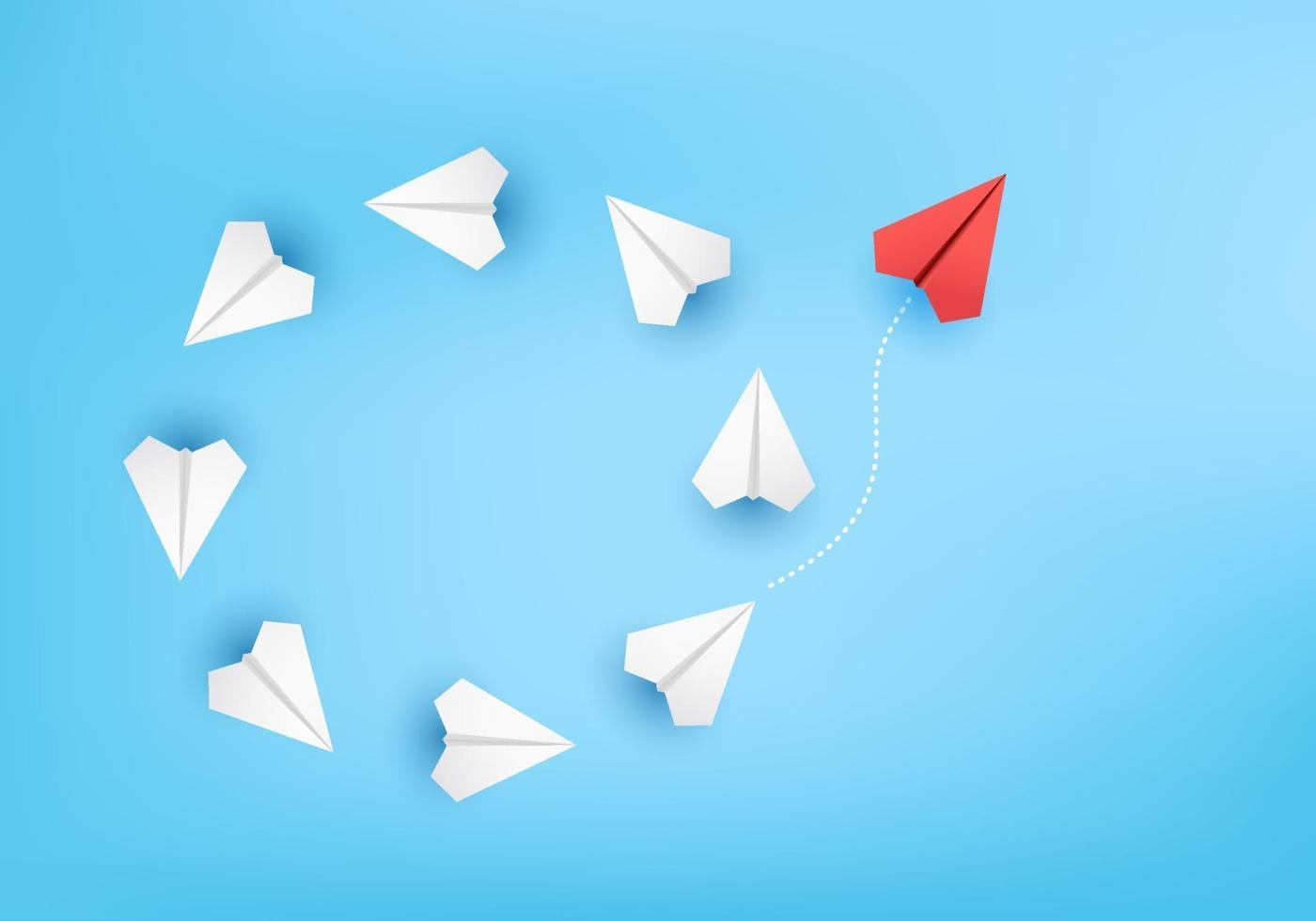 Business concept minimal as group of paper plane in one direction. vector