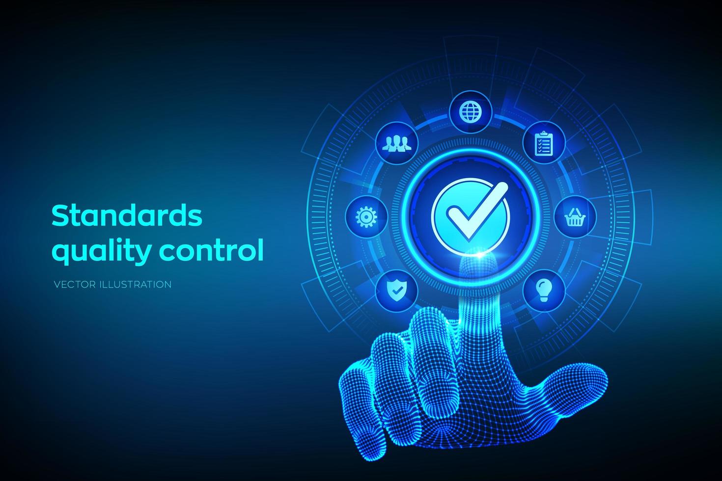 normas iso control de calidad aseguramiento garantía tecnología empresarial. vector