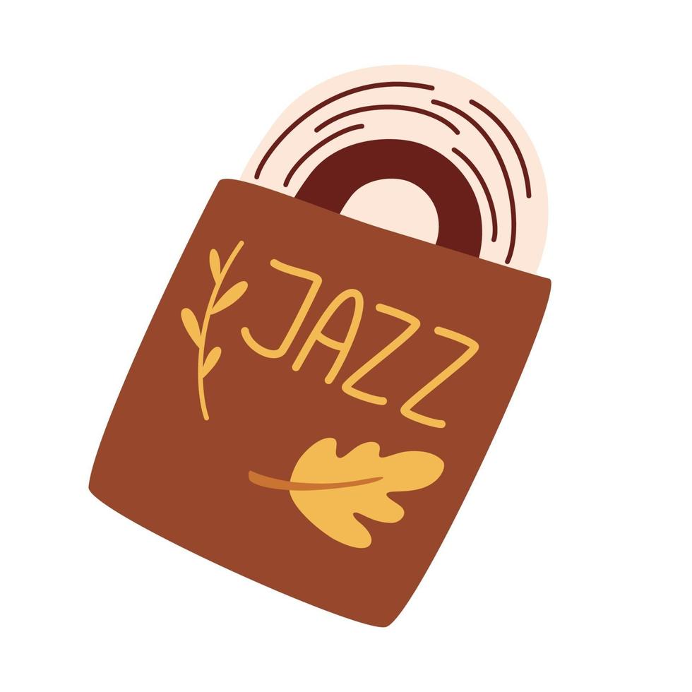 Jazz record. Musical vinyl record in an envelope. vector