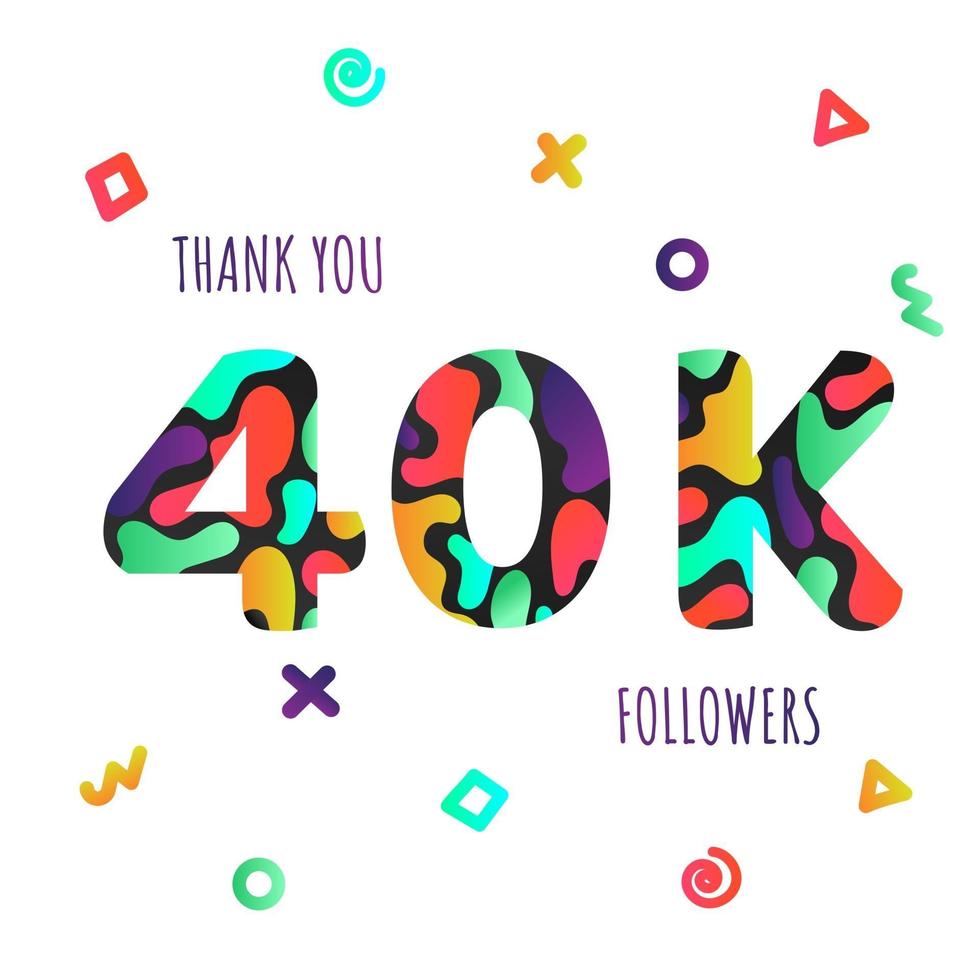 Thank you 40000 followers numbers postcard. vector