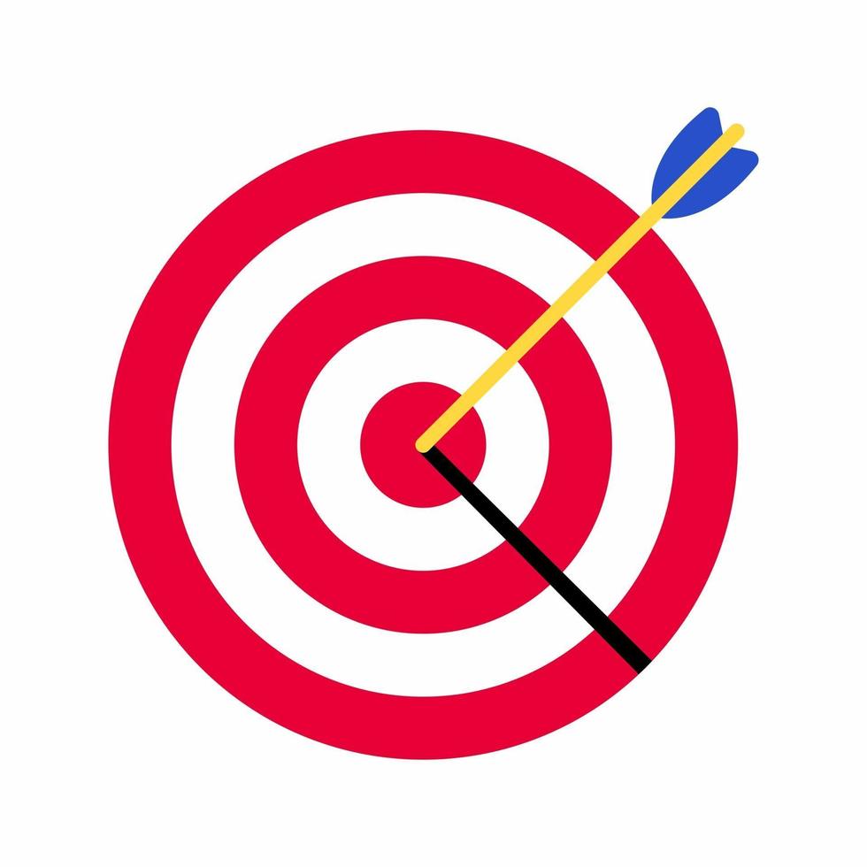 Red white target with arrow in the bullseye. vector