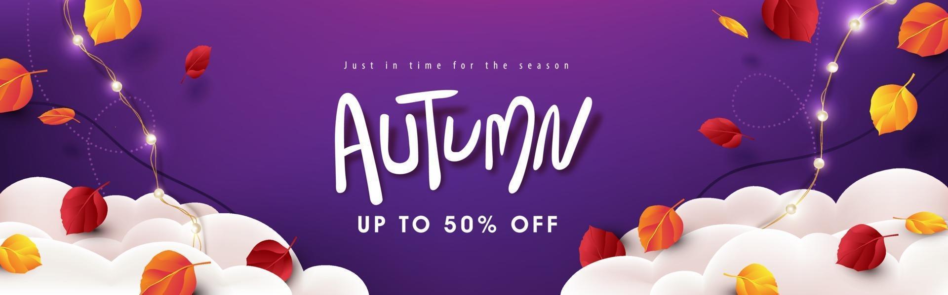 Autumn sale banner background layout vector