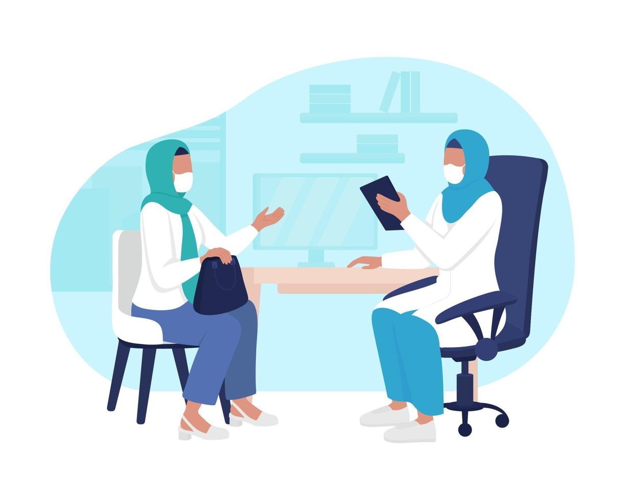 Physician office visit 2D vector isolated illustration